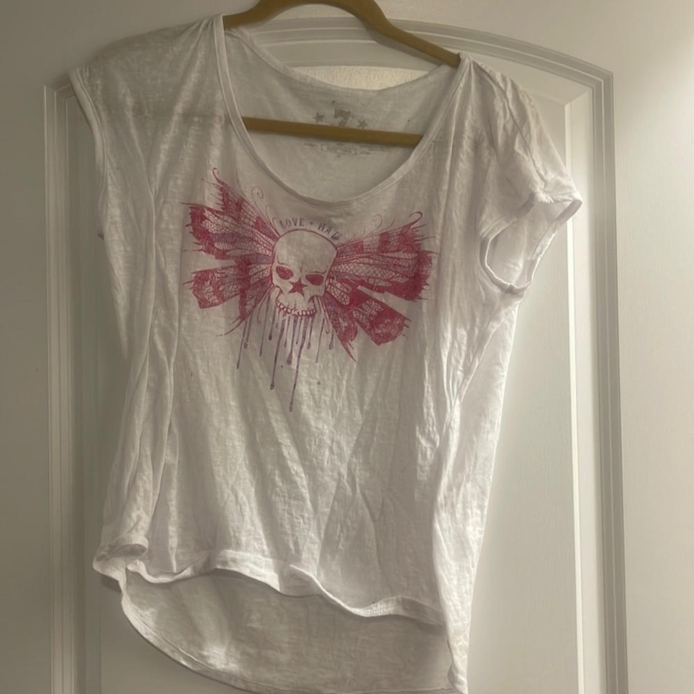 Revolution size 2 short sleeve white skull t shirt